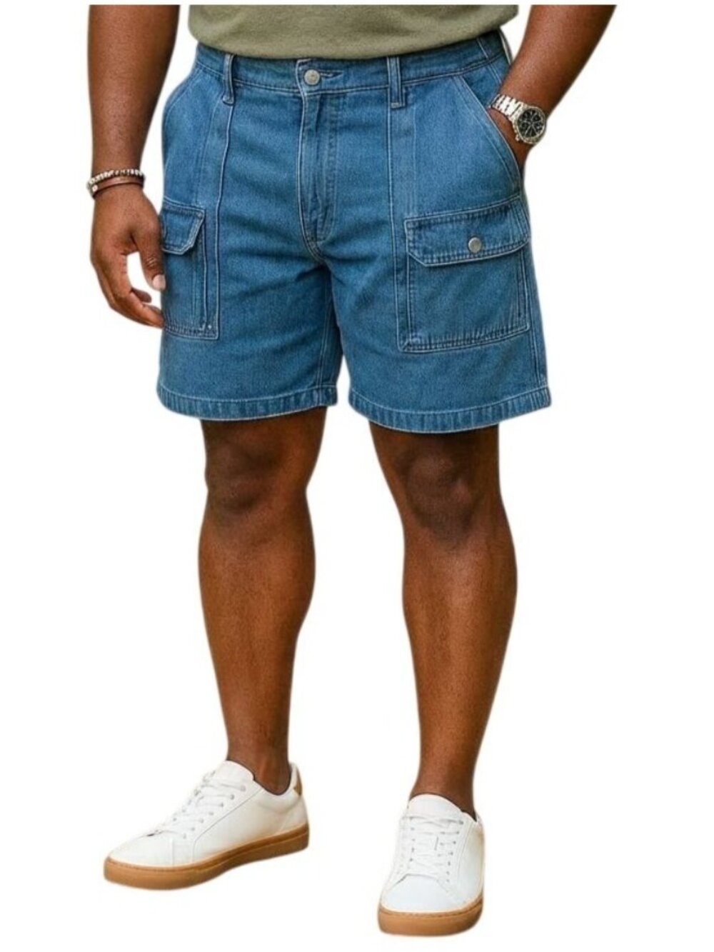 Redhead Mens Size 38 Shorts Cargo 6-Pocket Denim Elastic Back